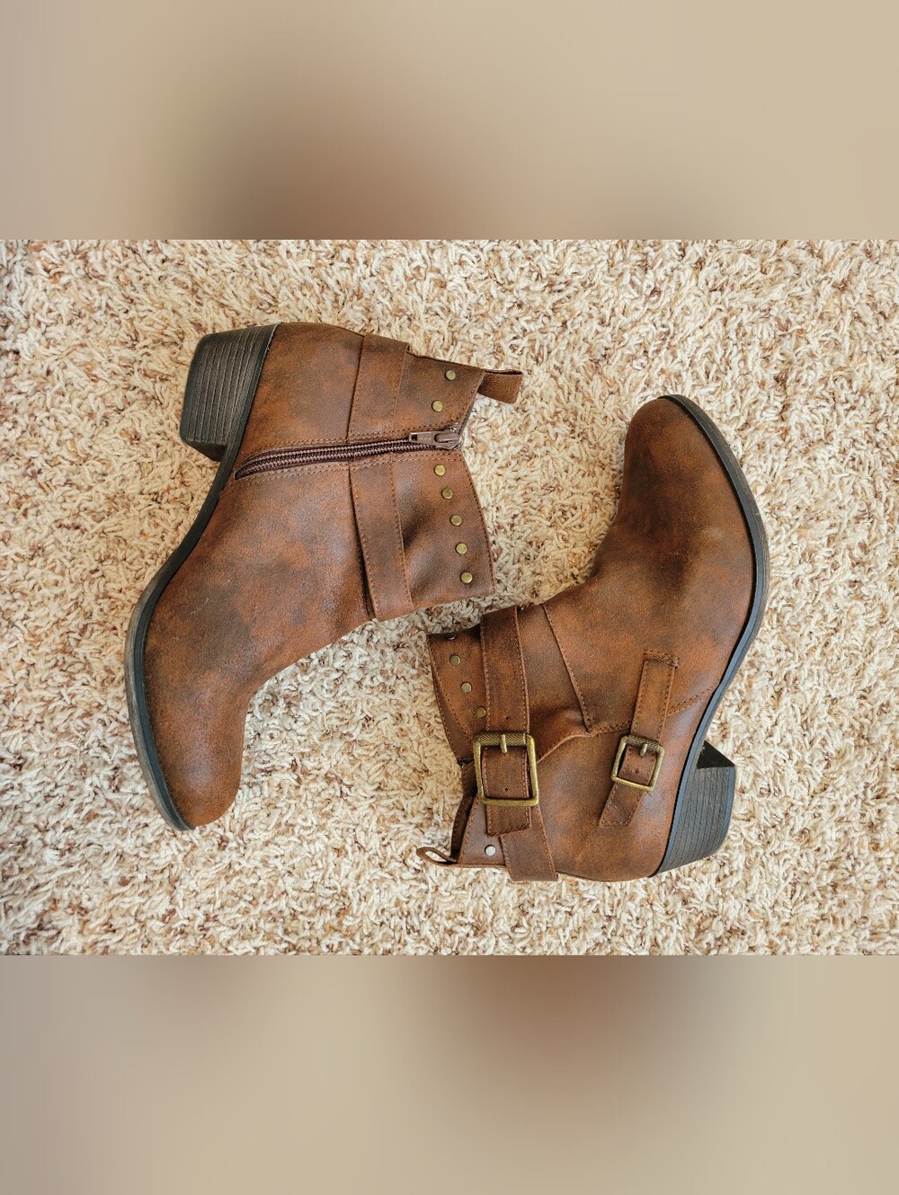 Women's Brown Suede Ankle Boots - Picture 2 of 4